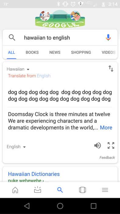 Digitando coisas aleatórias no Google Tradutor 