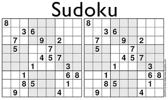 Jogo Sudoku Com Respostas. Complexidade Difícil. Simples